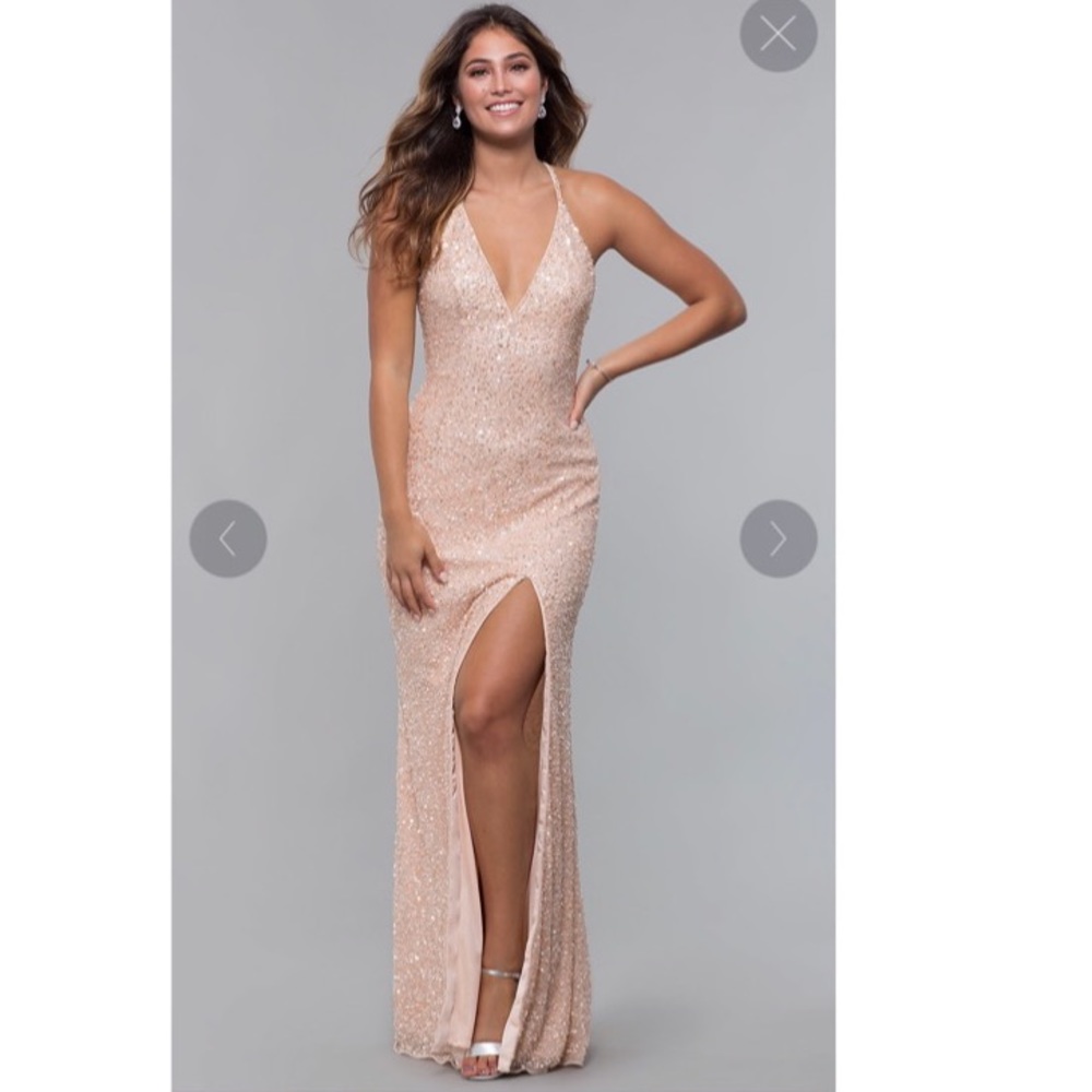 Pink sequin prom dress